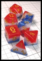 Dice : Dice - Dice Sets - Stratified Red White and lue with Gold Numerals - Dark Ages